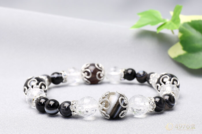 天眼石・クラック水晶 ブレスレット キラメタル4ポイント ｜ 天然石